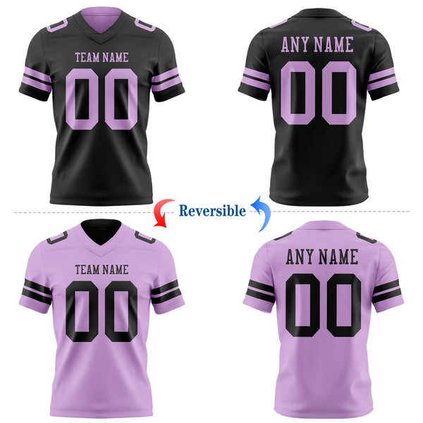 Custom Black-Light Purple Reversible Double Side Authentic Football Jersey