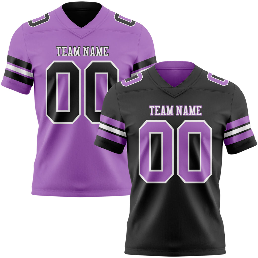 Custom Black Medium Purple-White Reversible Double Side Authentic Football Jersey