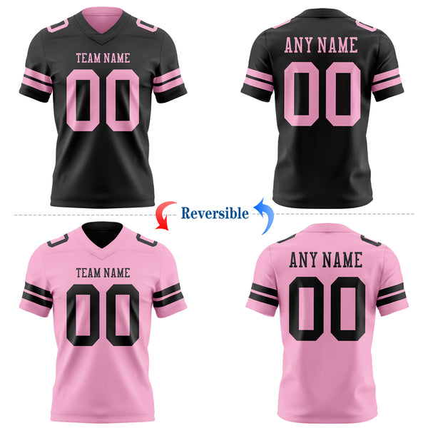Custom Black-Light Pink Reversible Double Side Authentic Football Jersey