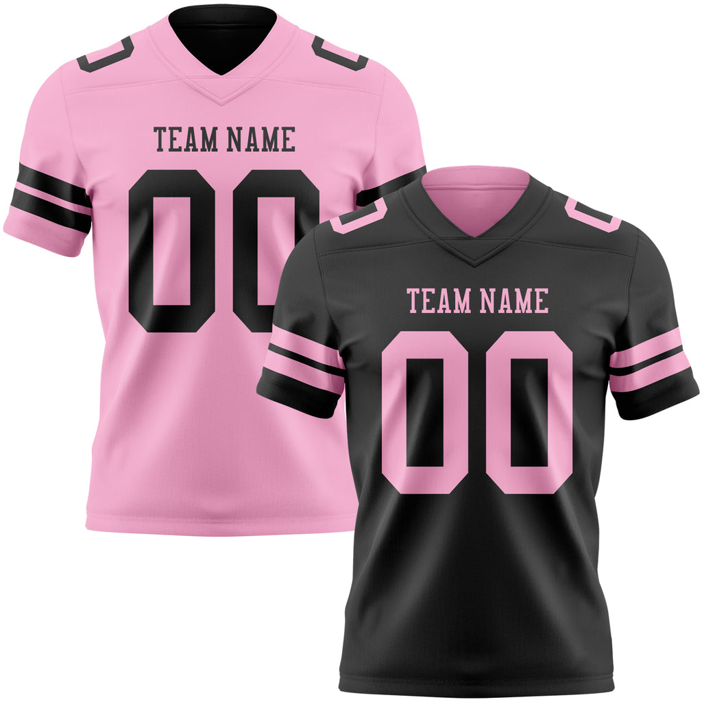 Custom Black-Light Pink Reversible Double Side Authentic Football Jersey