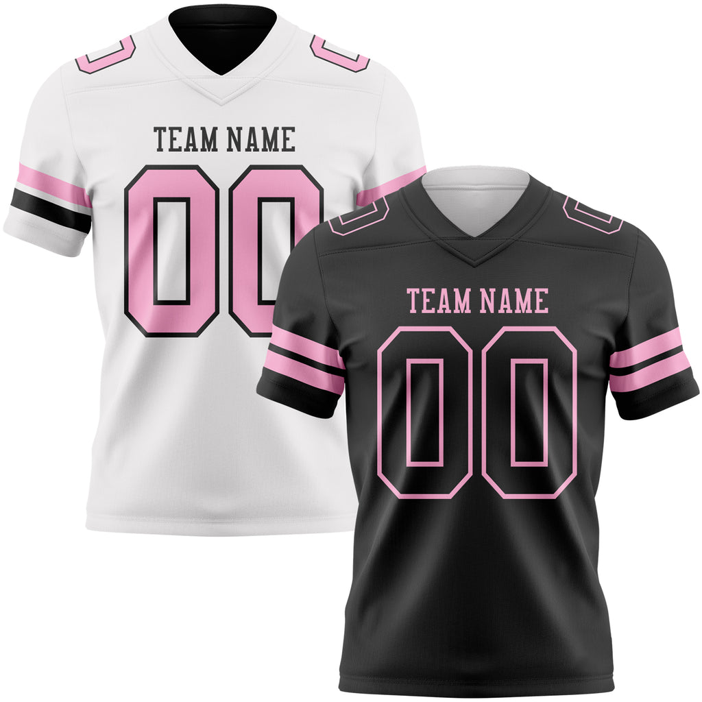 Custom Black-Light Pink Reversible Double Side Authentic Football Jersey