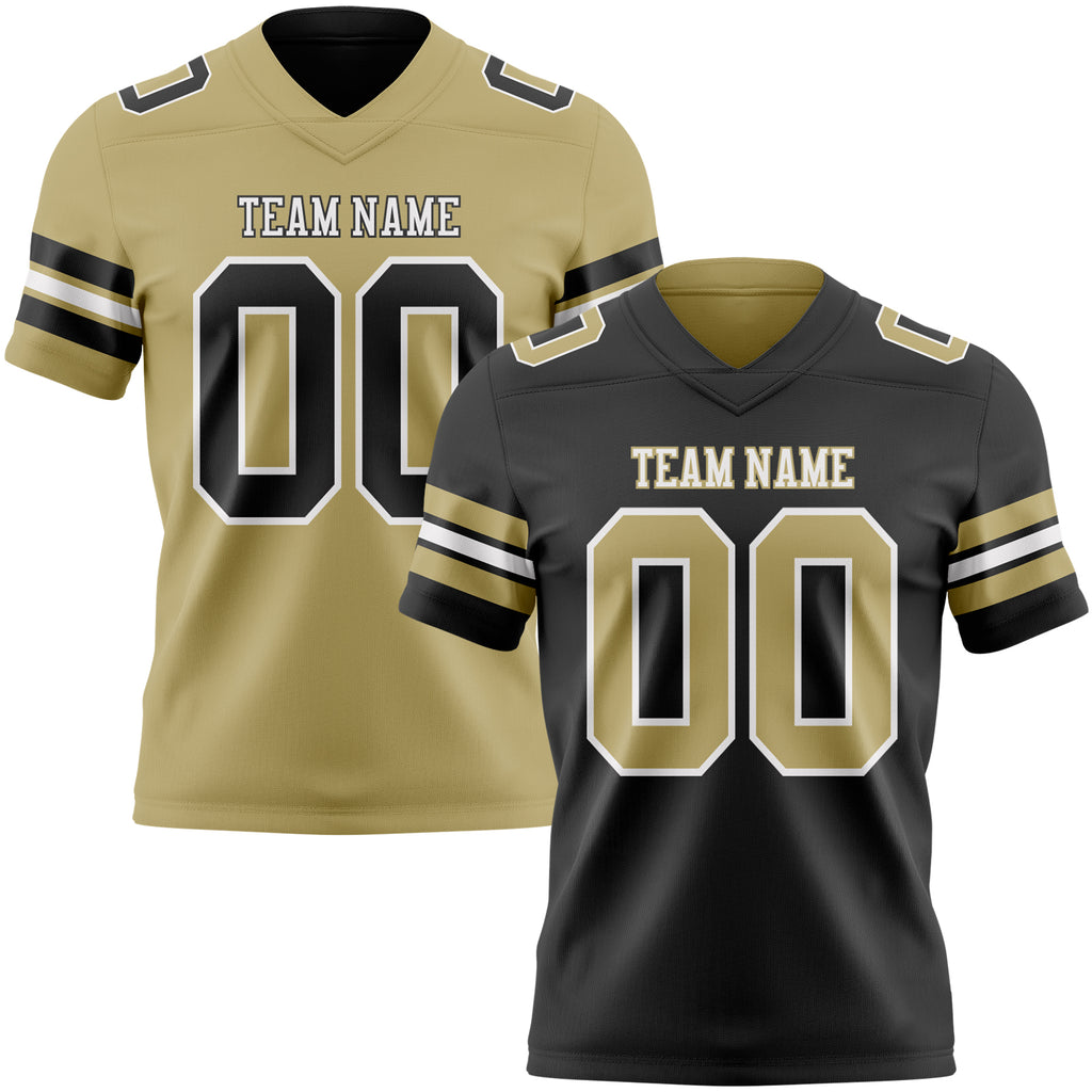 Custom Black Vegas Gold-White Reversible Double Side Authentic Football Jersey