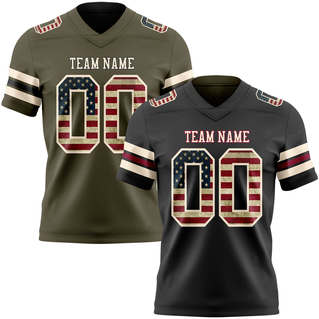 Custom Black Olive Reversible Double Side Authentic Football Jersey