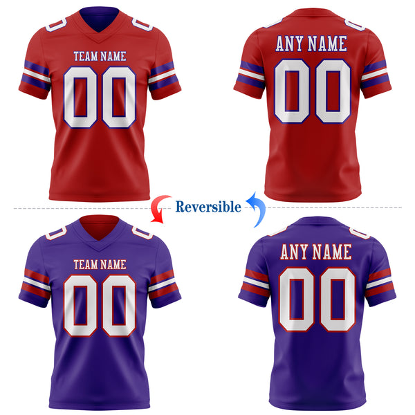 Custom Red White-Purple Reversible Double Side Authentic Football Jersey