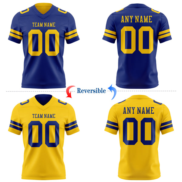 Custom Royal-Yellow Reversible Double Side Authentic Football Jersey