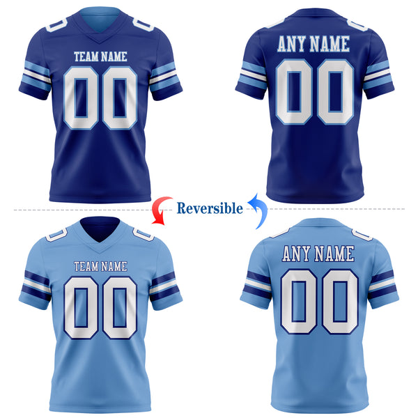 Custom Royal White-Light Blue Reversible Double Side Authentic Football Jersey