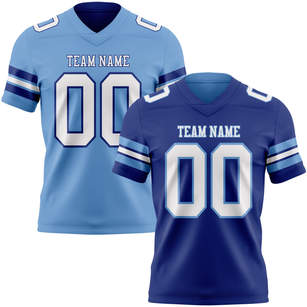 Custom Royal White-Light Blue Reversible Double Side Authentic Football Jersey