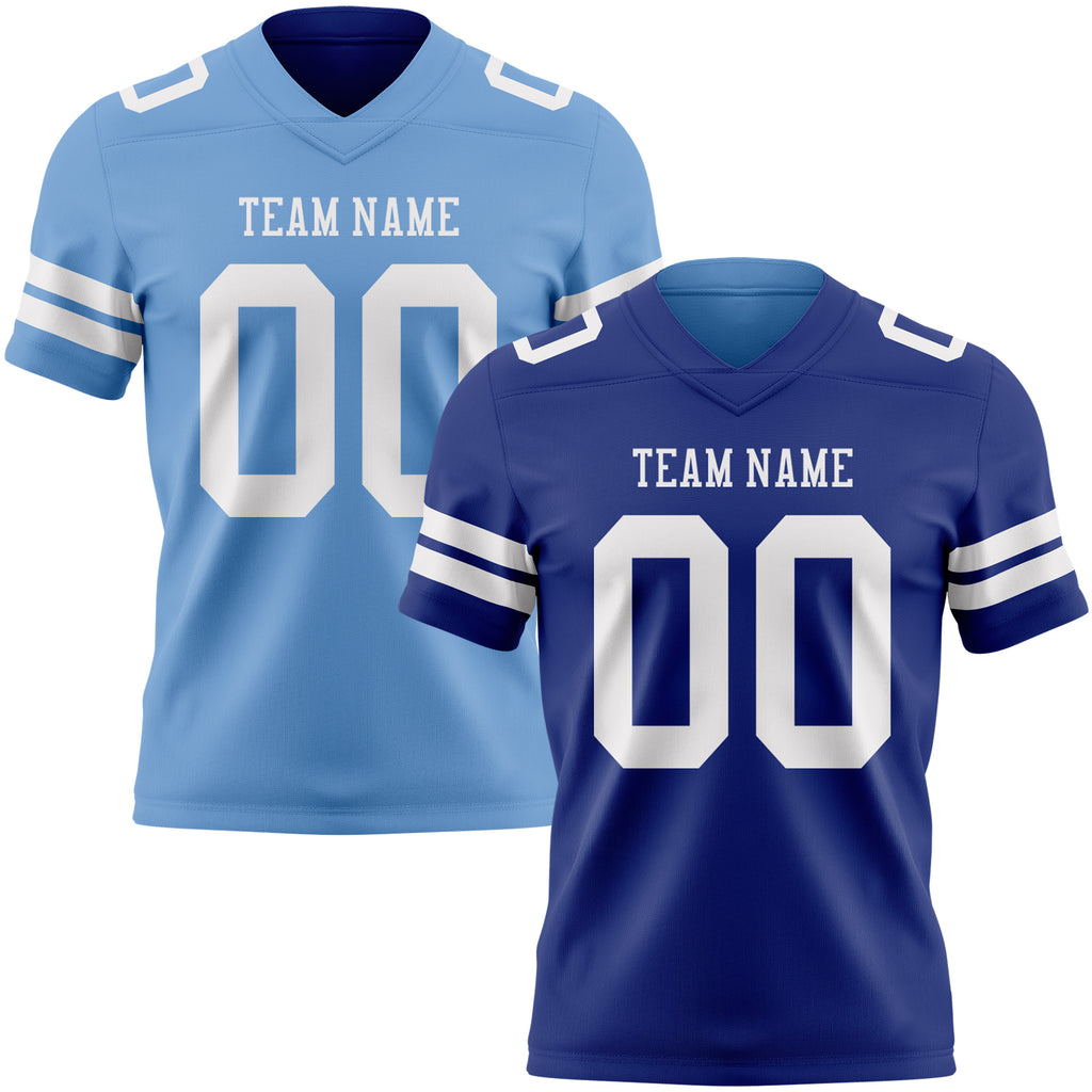 Custom Royal Light Blue Reversible Double Side Authentic Football Jersey