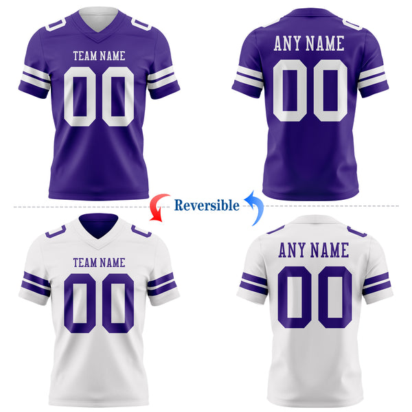 Custom Purple-White Reversible Double Side Authentic Football Jersey