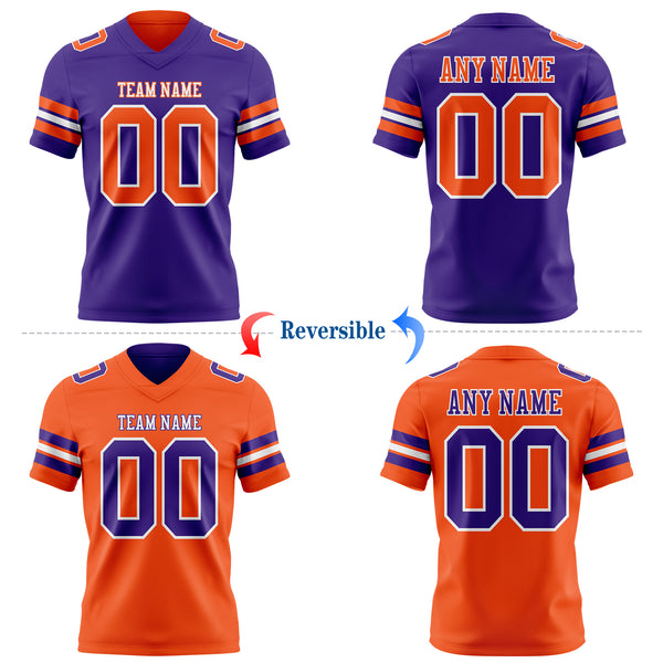 Custom Purple Orange-White Reversible Double Side Authentic Football Jersey