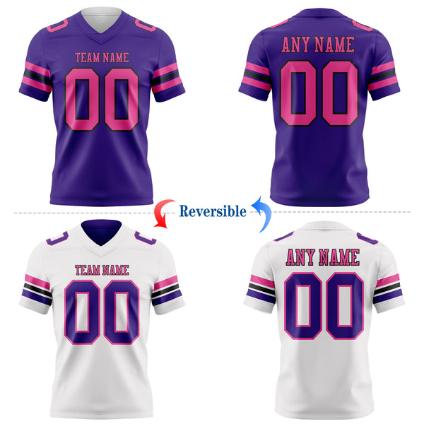Custom Purple Pink-Black Reversible Double Side Authentic Football Jersey