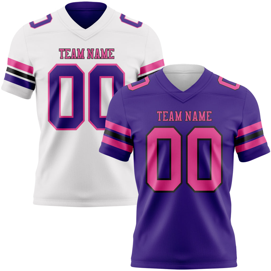 Custom Purple Pink-Black Reversible Double Side Authentic Football Jersey