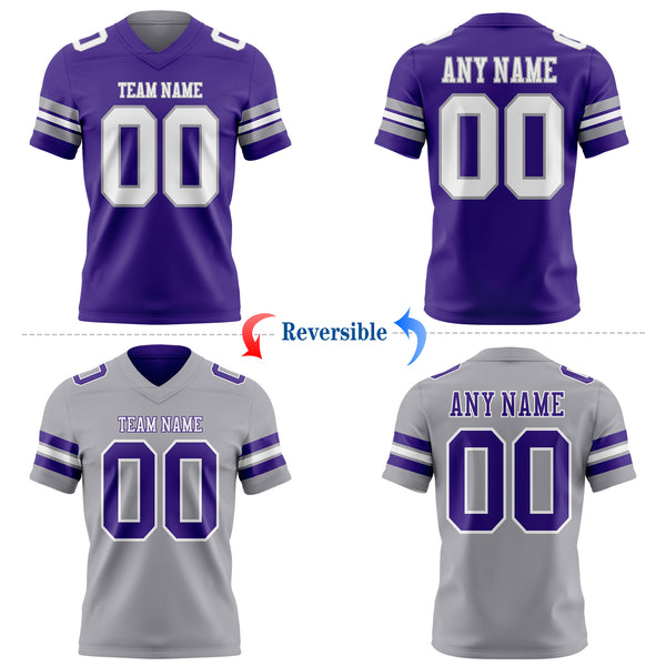Custom Purple White-Gray Reversible Double Side Authentic Football Jersey