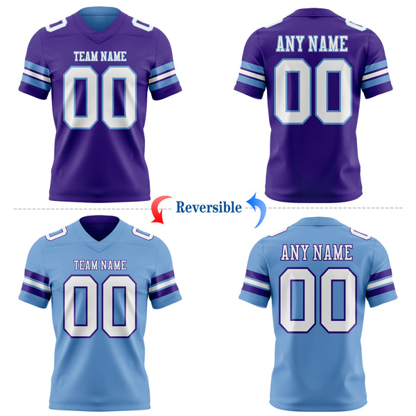 Custom Purple White-Light Blue Reversible Double Side Authentic Football Jersey