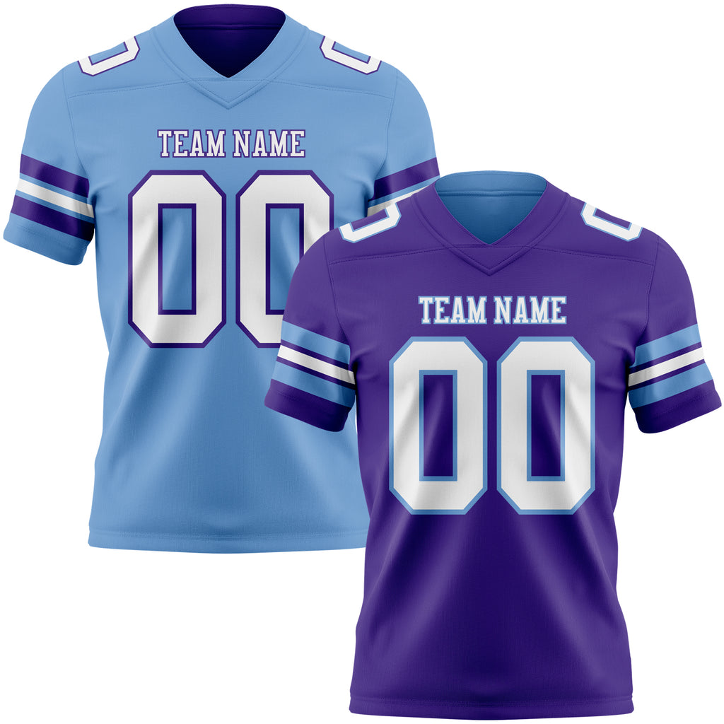 Custom Purple White-Light Blue Reversible Double Side Authentic Football Jersey
