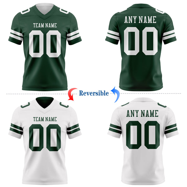 Custom Green-White Reversible Double Side Authentic Football Jersey