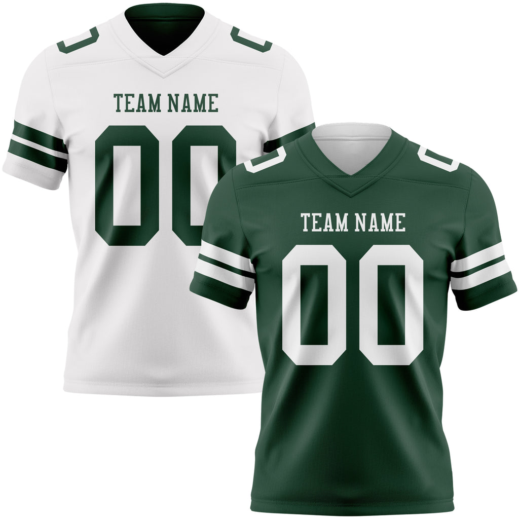 Custom Green-White Reversible Double Side Authentic Football Jersey