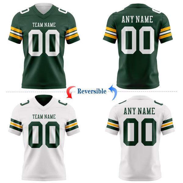 Custom Green-White Reversible Double Side Authentic Football Jersey
