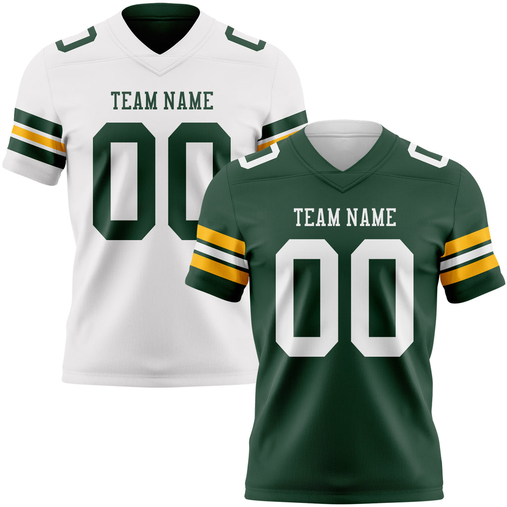 Custom Green-White Reversible Double Side Authentic Football Jersey