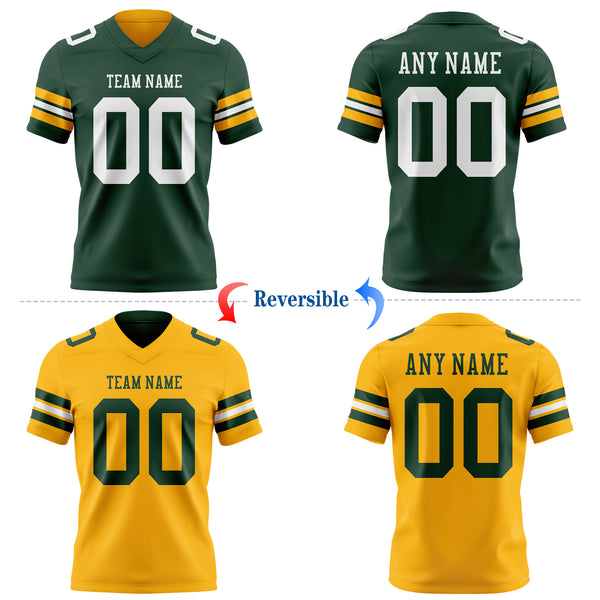 Custom Green-White Reversible Double Side Authentic Football Jersey
