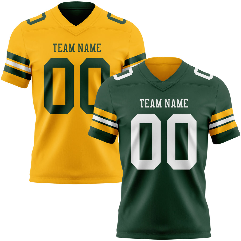 Custom Green-White Reversible Double Side Authentic Football Jersey