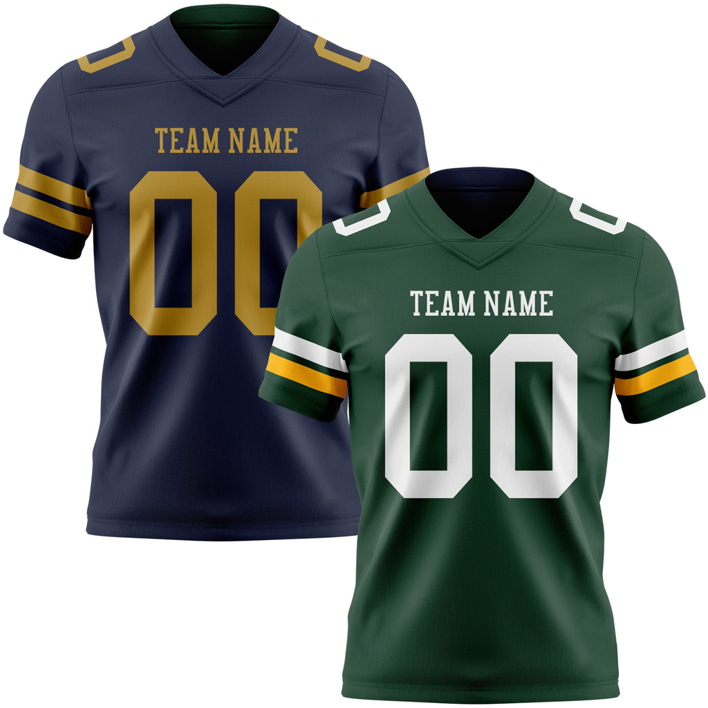 Custom Green Navy Reversible Double Side Authentic Football Jersey