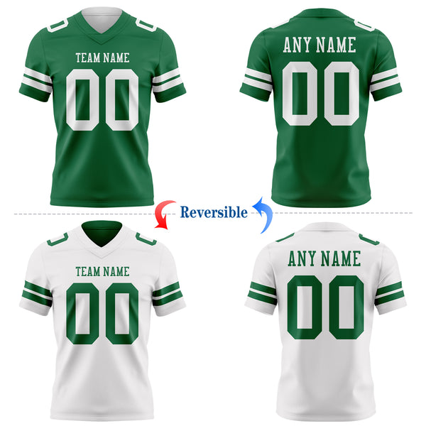 Custom Kelly Green-White Reversible Double Side Authentic Football Jersey