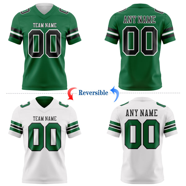 Custom Kelly Green Black-White Reversible Double Side Authentic Football Jersey