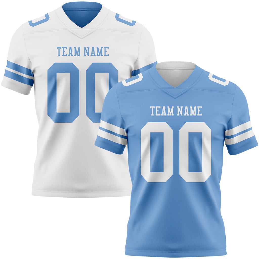 Custom Light Blue-White Reversible Double Side Authentic Football Jersey