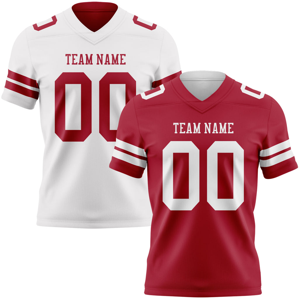 Custom Cardinal-White Reversible Double Side Authentic Football Jersey