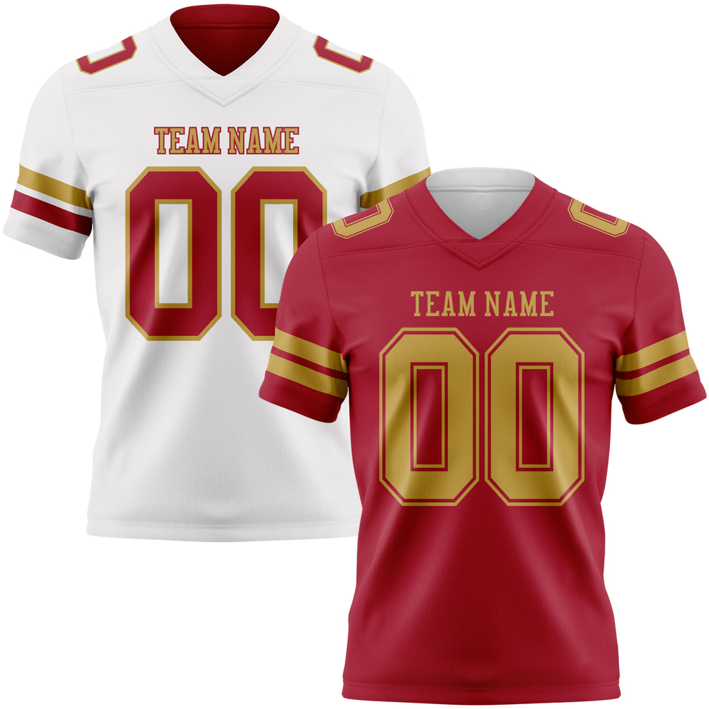 Custom Cardinal-Old Gold Reversible Double Side Authentic Football Jersey