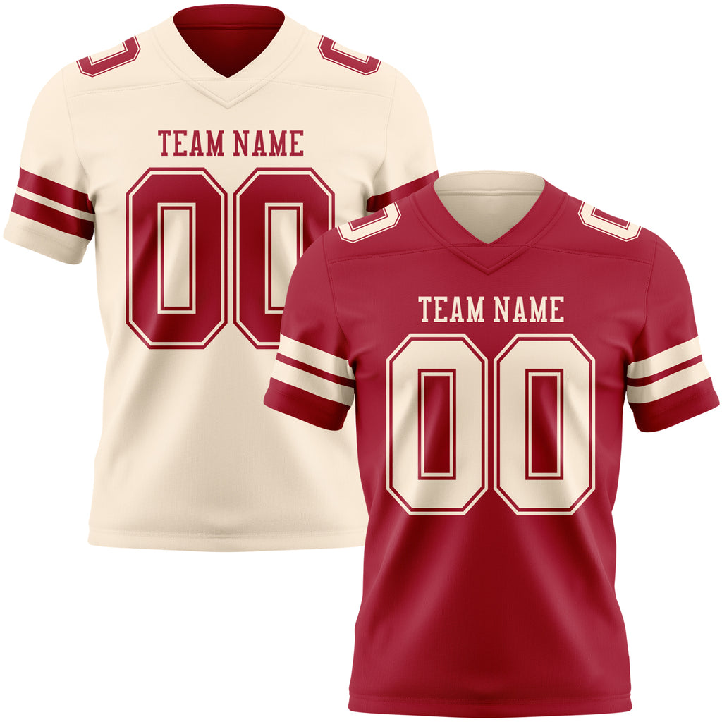 Custom Cardinal-Cream Reversible Double Side Authentic Football Jersey