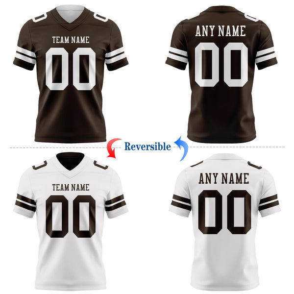 Custom Brown-White Reversible Double Side Authentic Football Jersey