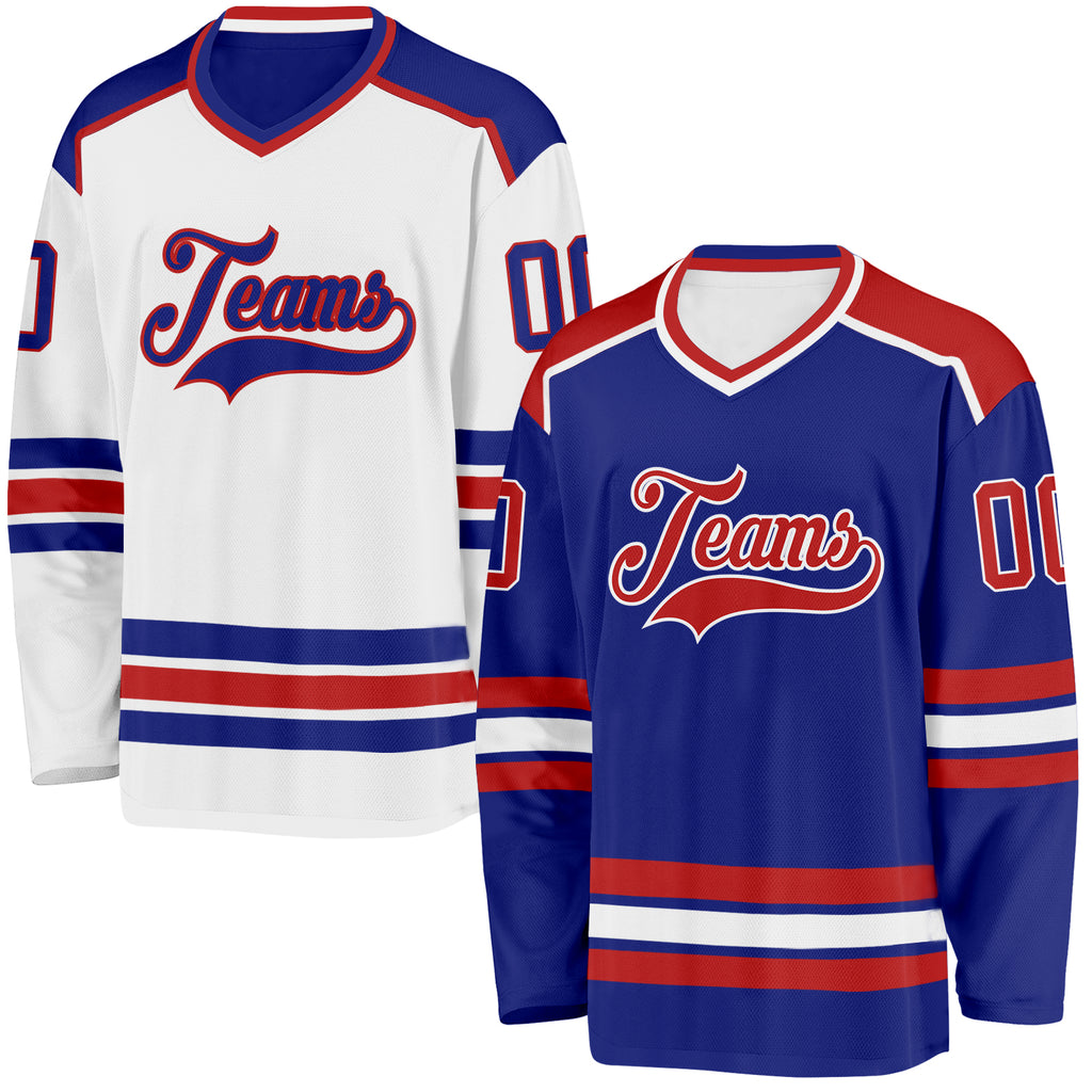 Custom Royal Red-White Reversible Double Side Hockey Jersey
