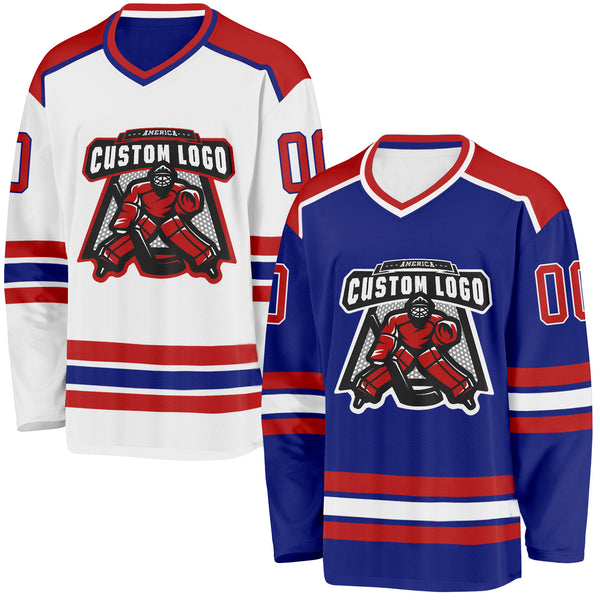 Custom Royal Red-White Reversible Double Side Hockey Jersey