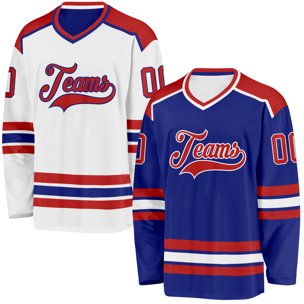 Custom Royal Red-White Reversible Double Side Hockey Jersey