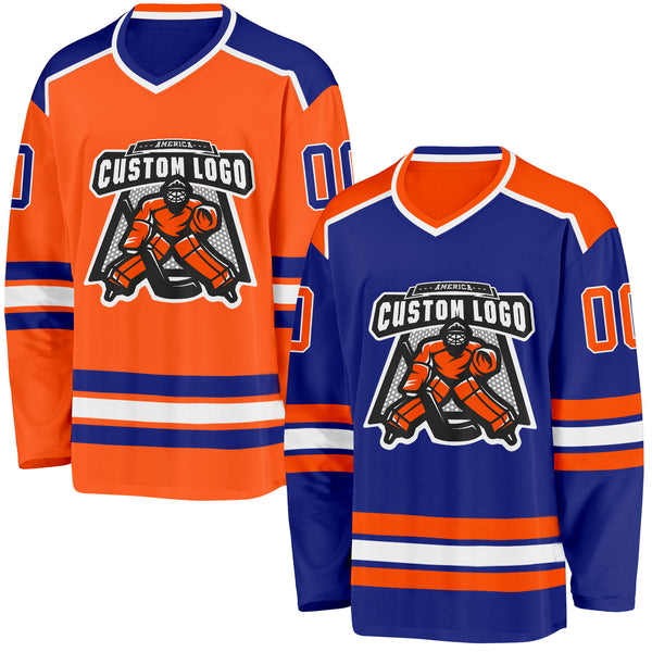 Custom Royal Orange-White Reversible Double Side Hockey Jersey