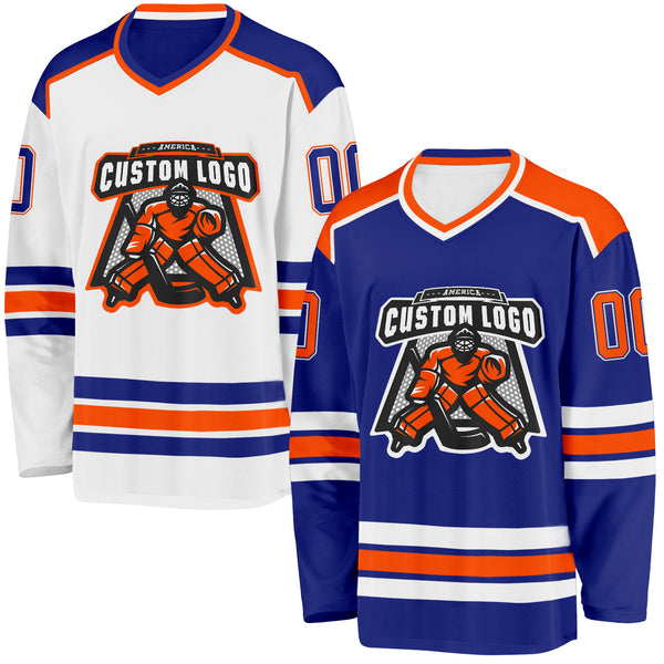 Custom Royal Orange-White Reversible Double Side Hockey Jersey