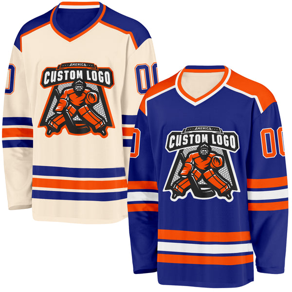 Custom Royal Cream Reversible Double Side Hockey Jersey