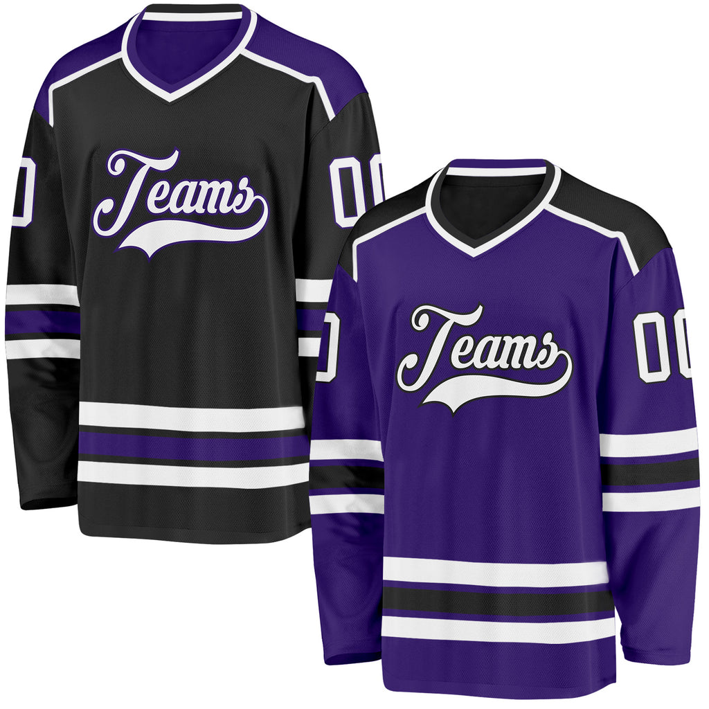Custom Purple White-Black Reversible Double Side Hockey Jersey