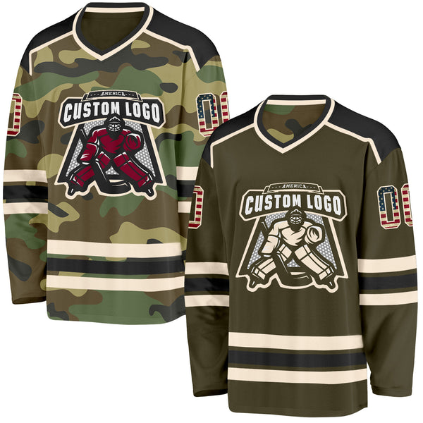 Custom Olive Camo Reversible Double Side Hockey Jersey