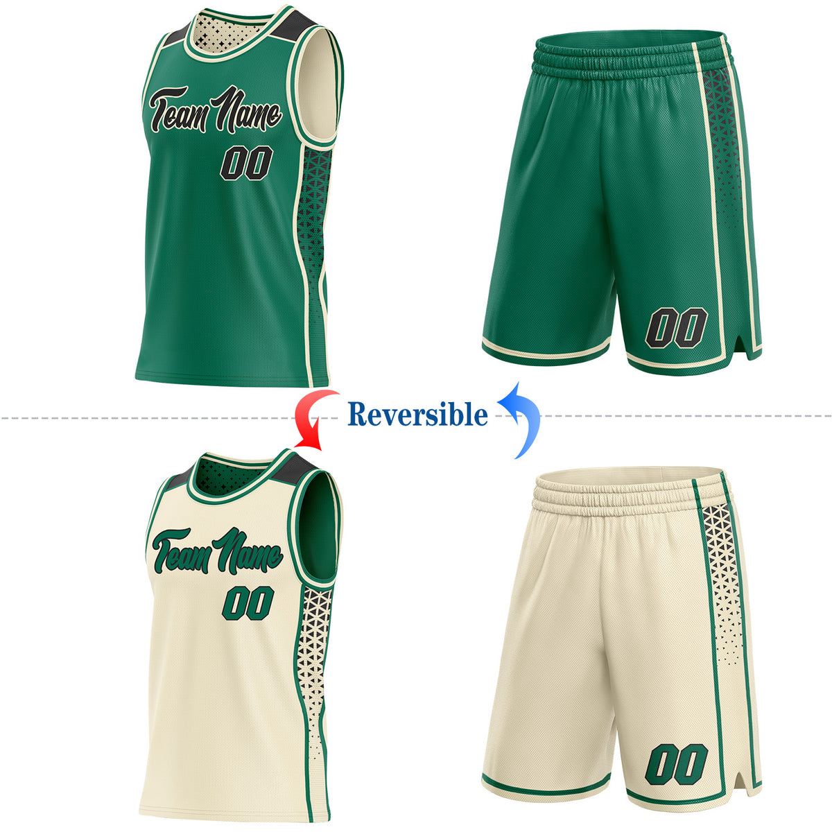 Custom Reversible Double Side Sublimation Basketball Set Side Panel ...