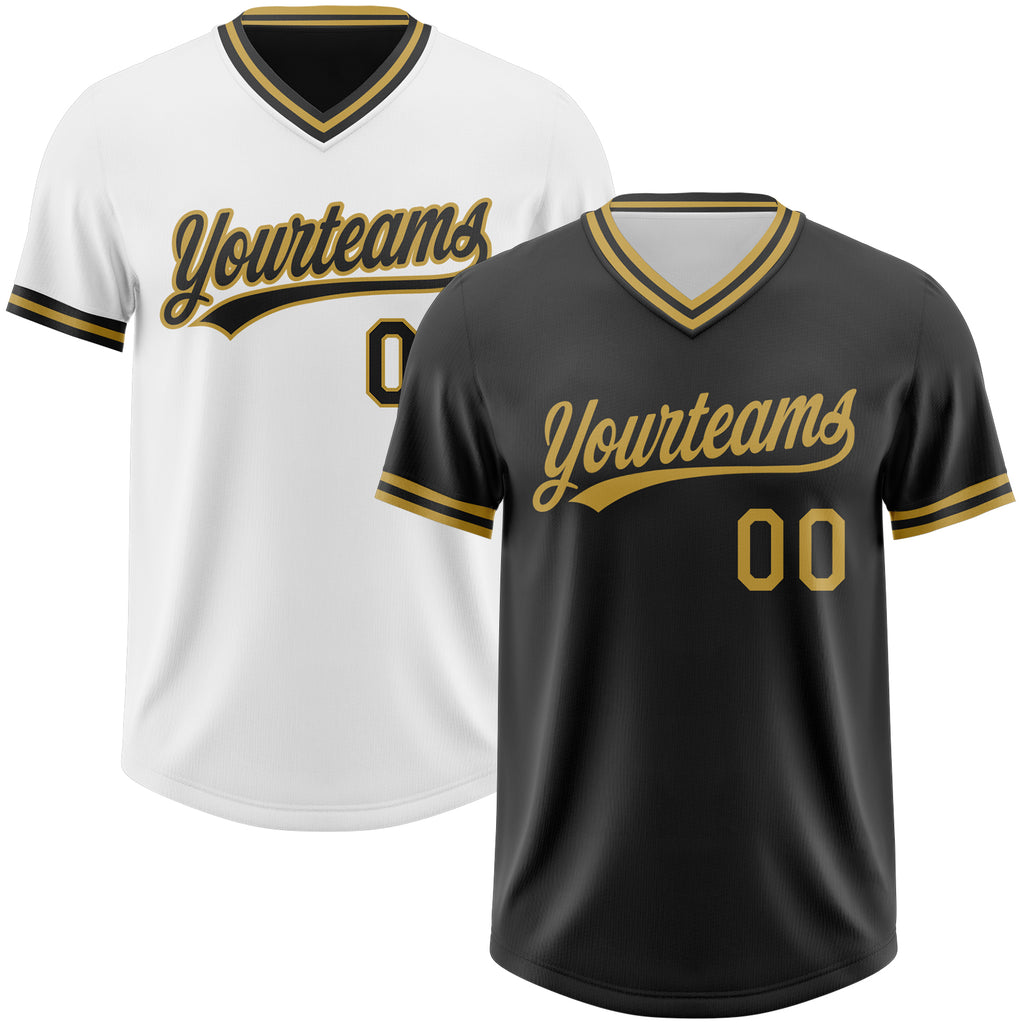 Custom Black-Old Gold Reversible Pullover Baseball Jersey Shirt