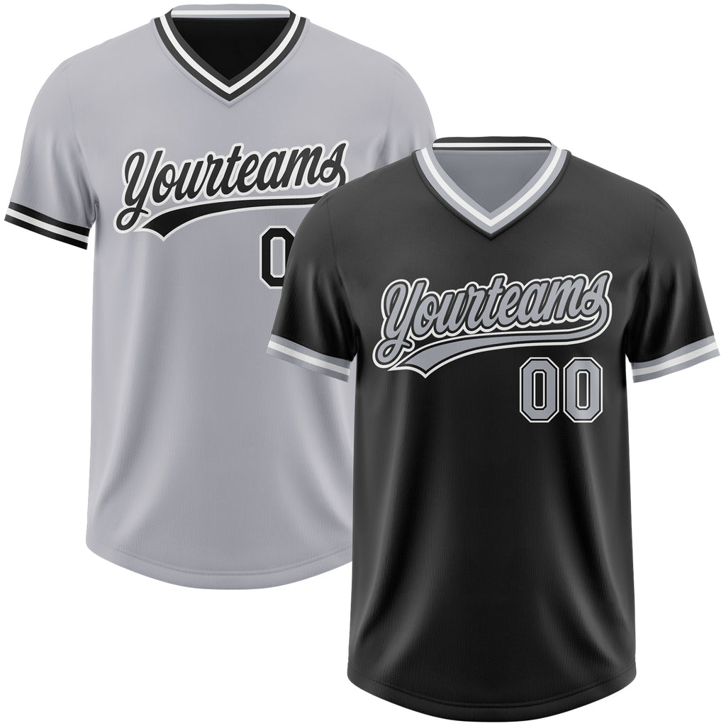 Custom Black Gray-White Reversible Pullover Baseball Jersey Shirt