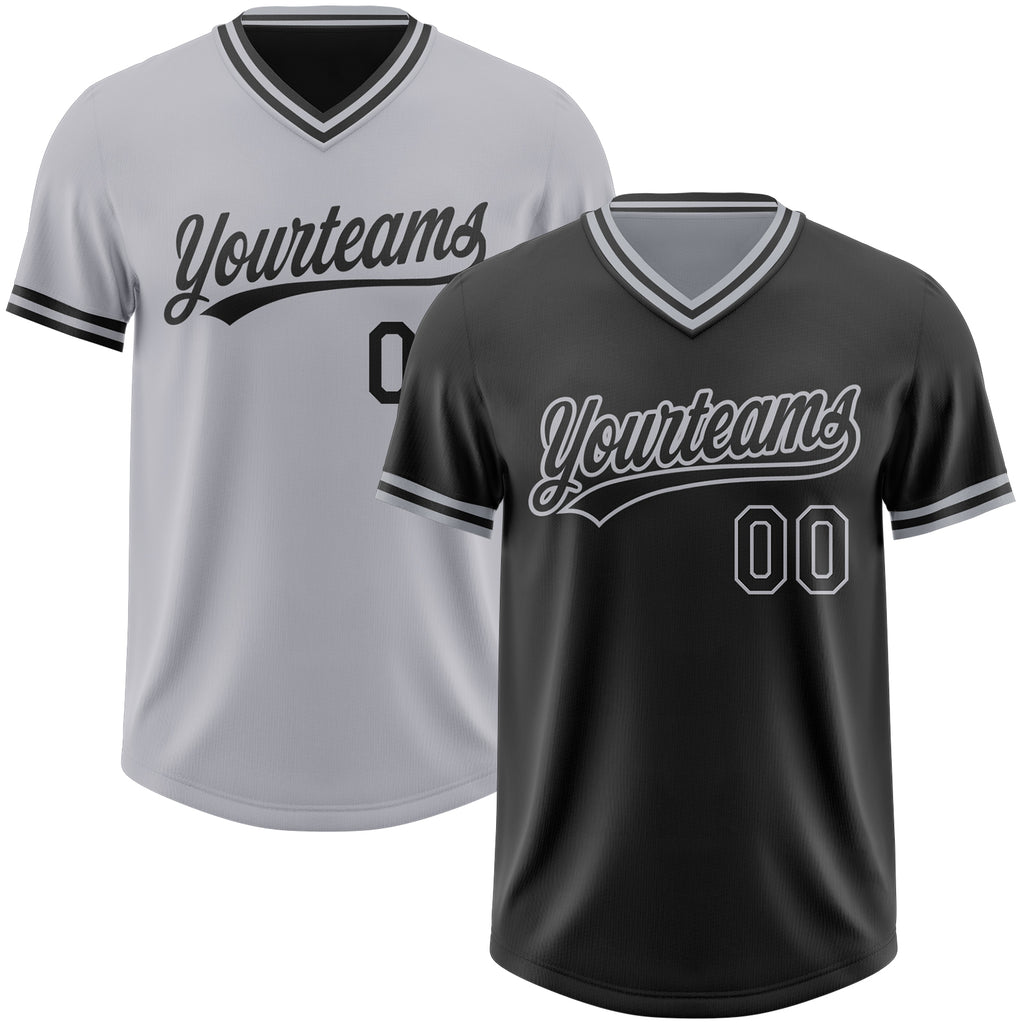 Custom Black-Gray Reversible Pullover Baseball Jersey Shirt