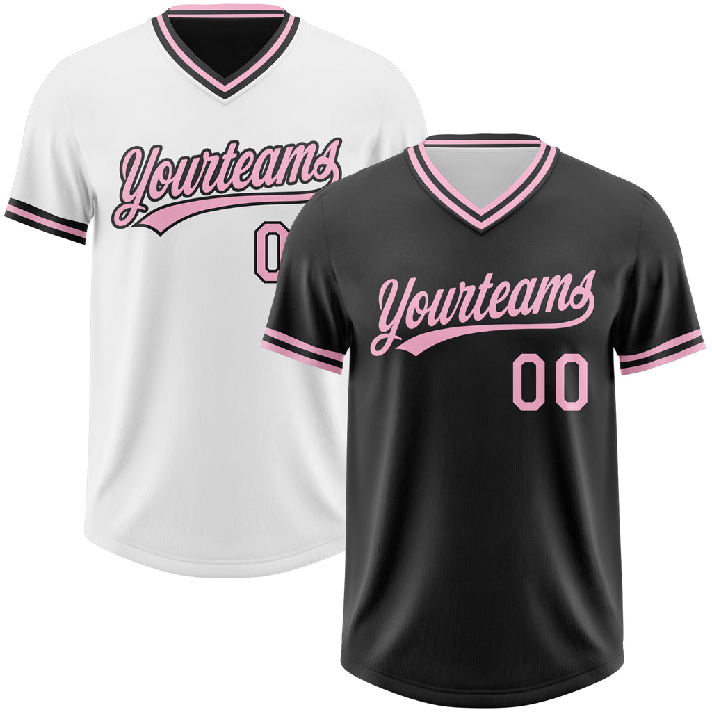 Custom Black-Light Pink Reversible Pullover Baseball Jersey Shirt