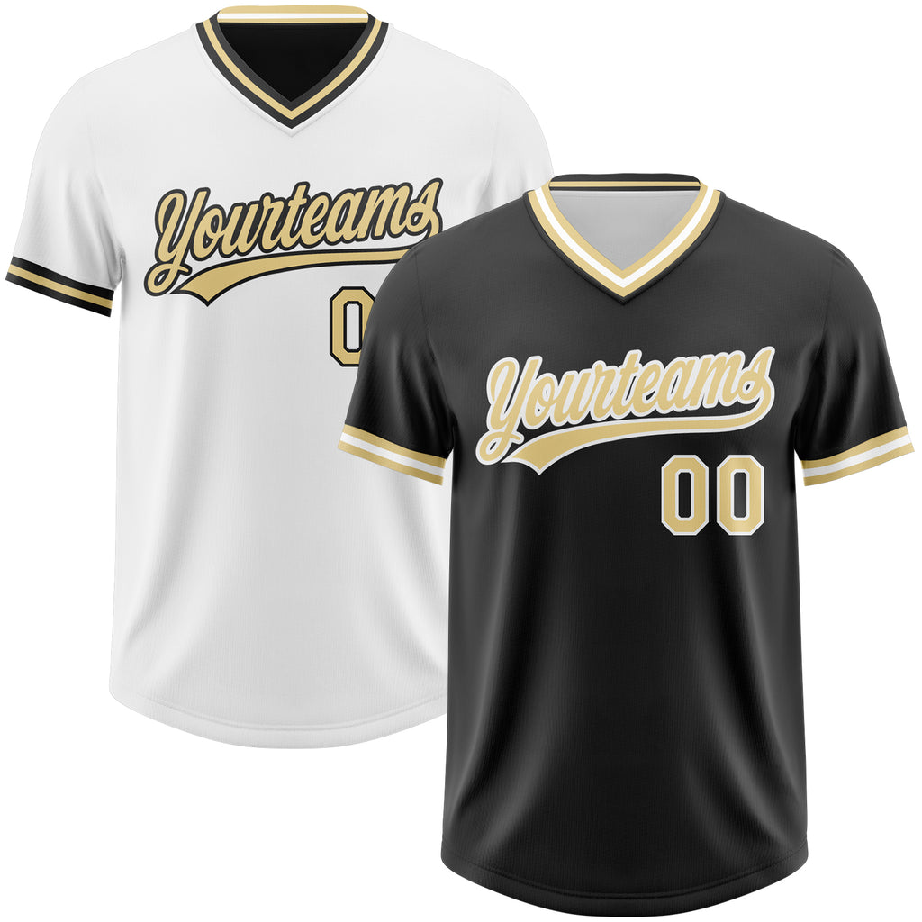 Custom Black Vegas Gold-White Reversible Pullover Baseball Jersey Shirt