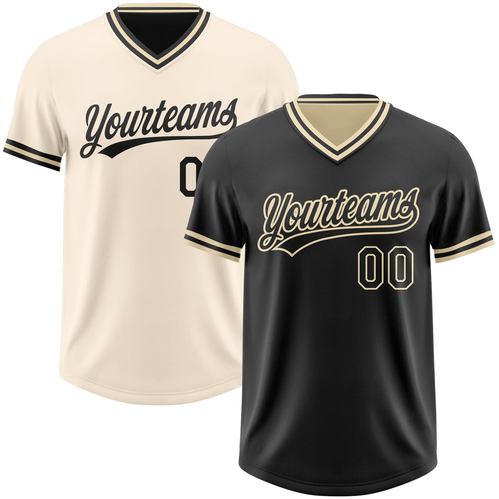 Custom Black-Cream Reversible Pullover Baseball Jersey Shirt