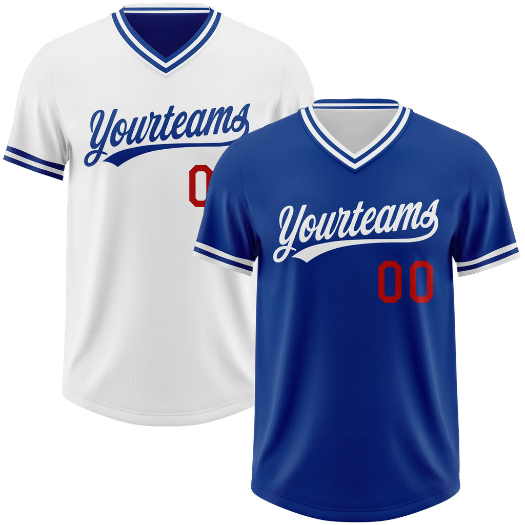 Custom Royal White-Red Reversible Pullover Baseball Jersey Shirt