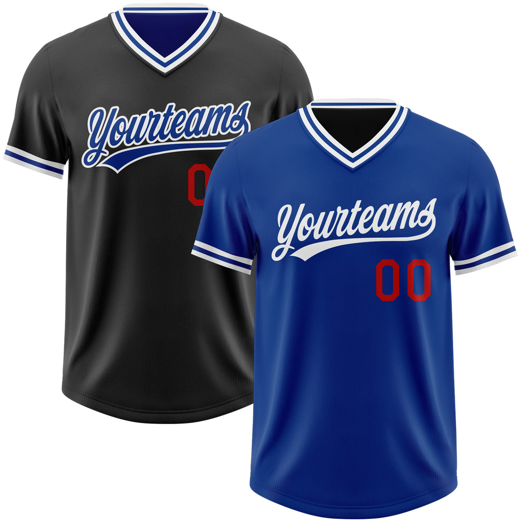 Custom Royal Black Reversible Pullover Baseball Jersey Shirt